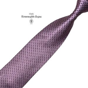 Ermenegildo Zegna 高級ネクタイエルメネジルドゼニア ドット&パターン柄 バイオレット系 メンズ服飾小物 中古 ネコポス可 t738