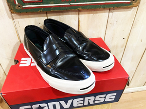 ★CONVERSE/コンバース JACK PURCELL LOAFER RH ジャックパーセルローファー ローファー リアクト スリッポンエナメル ブラック 27cm★