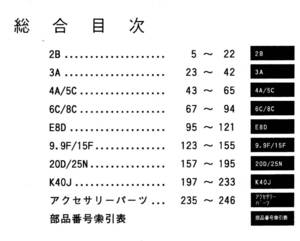 YAMAHA　ヤマハ２サイクル船外機 １シリンダ/2シリンダ　’ ０２パーツカタログ 中古きれい　