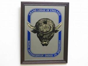 ビンテージパブミラー/GRAND LODGE OF ENGLAND ROYAL ANTEDILUVIAN ORDER OF BUFFALOES/店舗什器/ディスプレイ/内装/装飾/吊り下げ/AL-2219