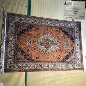 PAZYRYK パジリク絨毯 ペルシャ絨毯 85万ノット シルク100% メダリオン クム産 最高級 サーモンピンク 高密度 イラン ラグ カーペット silk