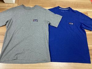 patagonia パタゴニア p6 パタゴニアサーフ　波ロゴ　ポケット付きtシャツ 2枚セット　グレー　ブルー　レギュラーフィットＳサイズ