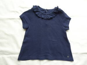 PETIT BATEAU★プチバトー★半袖トップス★フリル衿★ネイビー★24m★86cm