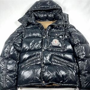 廃盤モデル◎希少XL モンクレール 美品 極暖 MONCLER ダウンジャケット K2 高級ダウン デカワッペン メンズ 光沢 ブラック 肉厚 アニメタグ