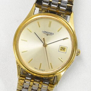 1円 不動品 腕時計 ロンジン LONGINES クォーツ メンズ ゴールド系 同梱不可