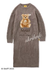 ☆gelato pique☆ジェラートピケ☆シュタイフ☆限定コラボ☆ 【Steiff】パウダージャガードワンピース☆ルームウェア☆ベア☆クマ☆くま☆