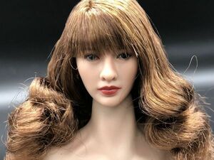 1/6　DIY　アジア系 美人女性　前髪　金髪　 女性フィギュア用ヘッド