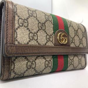 現行/人気型● GUCCI グッチ メンズ レディース 長財布 コンチネンタルウォレット オフィディア シェリーライン GGスプリーム レザー×PVC