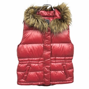 ギャップ Gap WINTER EDITION 2012 ダウンベスト パーカー ファー脱着可 無地 ナイロン100%(ダウン90%＋フェザー10%) M 赤 レディース