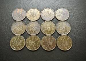 桐1銭青銅貨 送料無料 12枚まとめて（15314）年号は写真で　 古銭 骨董　アンティーク　日本 貨幣　菊の紋章 お宝