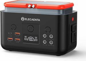 ELECAENTA ポータブル電源 200Wh 6倍寿命 リン酸鉄 AC200W(ピーク400Ｗ) 超軽量2KG PD60W入出力対応 ソーラー100W充電 100V 50Hz/60Hz 