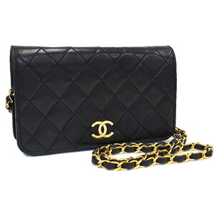 1円 ◎CHANEL シャネル チェーンショルダーバッグ マトラッセ ココマーク レザー ブラック◎K.Copg.pD-66