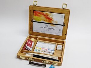 【展示処分品・新品・未使用品】　ウィンザー＆ニュートン　アーチスト・ウォーターカラー　プレミアムバンブーボックス　ハーフパン　12色