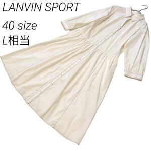 LANVIN SPORT ランバンスポール シャツワンピース ドロップショルダー ブラックステッチ Aライン プリーツ ギャザー オーバーサイズ