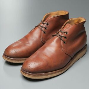 W2695//アメリカ製*レッドウィング/RED WING*＃595/メンズUSA9.5D/チャッカブーツ/プレーントゥ/ショートブーツ/革靴/茶/ブラウン