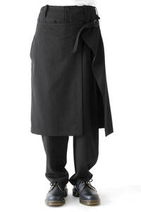 ヨウジヤマモト　オム　Yohji Yamamoto POUR HOMME　17AW 名作　Wrinkle Gabardine Removable Skirt Pants　ウール　ラップ　パンツ　2