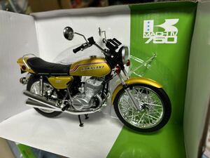 1/12 アオシマ 完成品バイクシリーズ KAWASAKI 750SS MACH IV ヨーロッパ仕様　キャンディーゴールド　カワサキ　　難あり