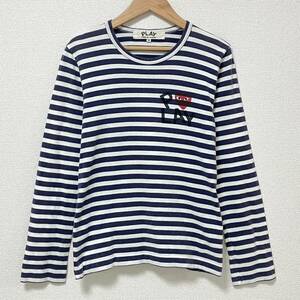 PLAY COMME des GARCONS ボーダー 長袖 カットソー 白紺 Mサイズ プレイ コムデギャルソン ロンT Tee archive 4040374