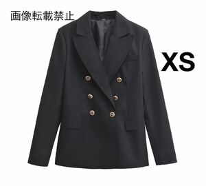 vintage ヴィンテージ レトロ ダブル テーラードジャケット ブレザー アウター XSサイズ レディース★ZARA 好きな方に★秋新作 新品★