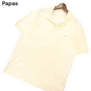 Papas パパス 春夏 ロゴタグ★ 胸ポケット 半袖 ポロシャツ Sz.M　メンズ 日本製　C4T07306_7#A