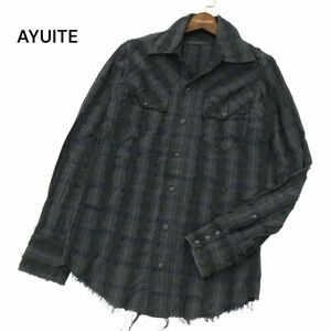 AYUITE アユイテ 通年 フリンジ デザイン★ 長袖 ウエスタン チェック シャツ Sz.1　メンズ 日本製　A4T00913_1#C