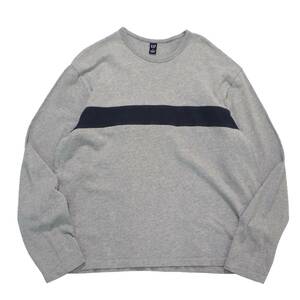 [XL] 00s OLD GAP デザイン スウェット グレー ネイビー ライン 切り返し 2トーン オールド ギャップ カットソー ビンテージ vintage 90s