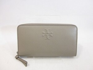 TORY BURCH / トリーバーチ 長財布 86004 パスケース付き テアレザー ラウンドファスナー レディース グレー