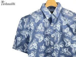 arohawaii86◆AH-5232 M【botanical/スモーキーブルー系】半袖シャツ/夏/ヴィンテージ/アロハシャツ/柄シャツ