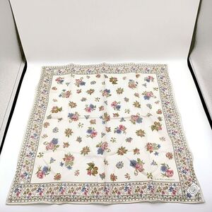 【シール付き未使用品】LAURA ASHLEY　ローラアシュレイ　ハンカチ　スカーフ　花　フラワー　ベージュ系　コットン　49×49