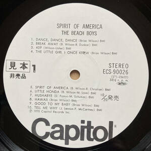 見本盤 PROMO THE BEACH BOYS ビーチ・ボーイズ / SPIRIT OF AMERICA スピリット・オブ・アメリカ ECS-90026 CAPITOL