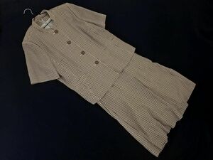 Leilian レリアン 大きいサイズ 千鳥柄 ジャケット ワンピース セットアップ size17+/茶 ■◆ ☆ ehc0 レディース