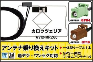 フィルムアンテナ GPS一体型ケーブル セット 地デジ ワンセグ フルセグ カロッツェリア carrozzeria 用 AVIC-MRZ66 対応 高感度