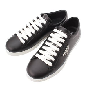 【プラダ】Prada　メンズ ブラッシュド トライアングル ロゴ ローカット スニーカー 2EE376 ブラック 未使用【中古】【正規品保証】204993