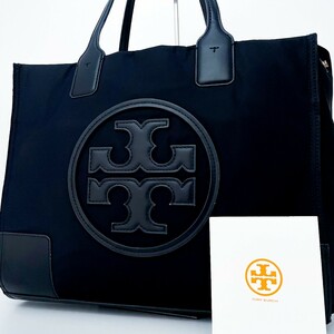 1円■入手困難■Tory Burch トリーバーチ キャンバス ロゴ エラトートバッグ ビジネス 大容量 A4 レディース メンズ レザー ネイビー 紺色