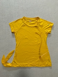 ★USED美品★PUMA プーマ／レディース半袖Tシャツ／黄色イエロー／テニス・ランニング・ゴルフ／Mサイズ