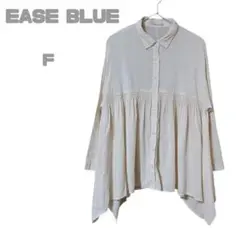 EASE BLUE　フレア切り替えチュニックブラウス　ベージュ　きれいめ　春夏