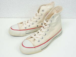 80S VINTAGE デッドストック 新品 US 3 1/2 22.5cm コンバース CONVERSE USA製 当て布 囲みロゴ オールスター ハイ アンブリーチドホワイト