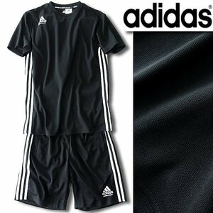 新品 アディダス スリーストライプス 半袖 カットソー パンツ セットアップ XL 黒 【I48634】 adidas メンズ スポーツ トレーニングウェア