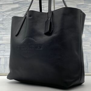 A4◎【極美品】COACH コーチ ハドソン トートバッグ ビジネス レザー ロゴ 肩掛け 大容量 本革 ブリーフケース メンズ ブラック エンボス