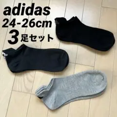 美品★adidasスニーカーソックス3足セット★24-26