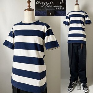 ★【国内正規品 名作 定価14,300円程 定番】日本製 agnes b. homme 8807J019 E20 アニエスベー オム J019 TS 太ボーダー Tシャツ 1 半袖