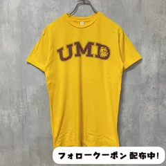 古着 used　ZUNI　UMD　半袖カレッジプリントTシャツ　イエロー　レトロ　大学