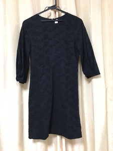 【USED】GAP／ギャップ レース柄 コットン ワンピース size00 ブラック