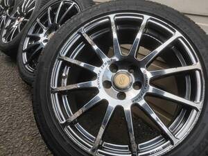 5穴PCD100 ウィッシュ外し ENKEI TUNING SC03　17インチ7Jインセット48　5x100、205/50R17サマータイヤ付4本セット 【中古】