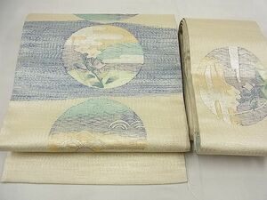 平和屋野田店◎夏物　つけ帯　すくい織　エ霞花丸文　金銀糸　逸品　BAAC6630ea