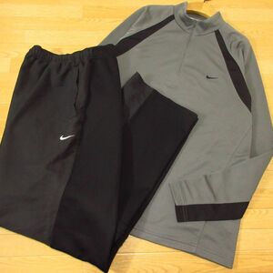 ◎NIKE ナイキ XL 上下セット◆ジャージ ハーフジップジャケット&2WAYパンツ DRI-FIT◆メンズ グレーx黒◆B4427