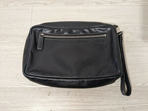 【M028】【未使用】 LANVIN ランバン レザーセカンドバッグ ポーチ 皮革 ブラック 黒 メンズ 鞄 日本製