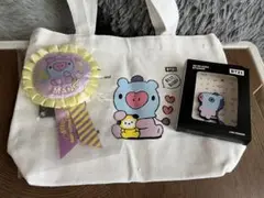 bt21 トートバッグ　フリル付きぬいぐるみバッジ　3Dモバイルステッカー