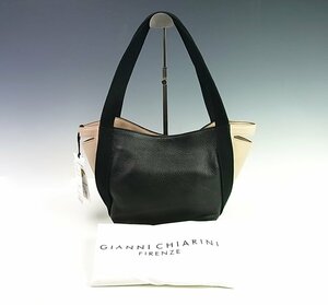 ◆未使用/タグ付◆GIANNI CHIARINI/ジャンニ・キアリーニ◆アジア トートバッグ◆BS7628◆ブラック×マグノリア バイカラー◆肩掛け◆