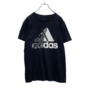 adidas 半袖 プリント Tシャツ S ブラック ホワイト グレー アディダス スポーツ ロゴ 古着卸 アメリカ仕入 a506-5255